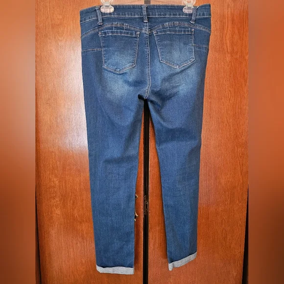 Wax Jean-Butt,I Love You-  Distressed Blue Jeans - Picture 2 of 10